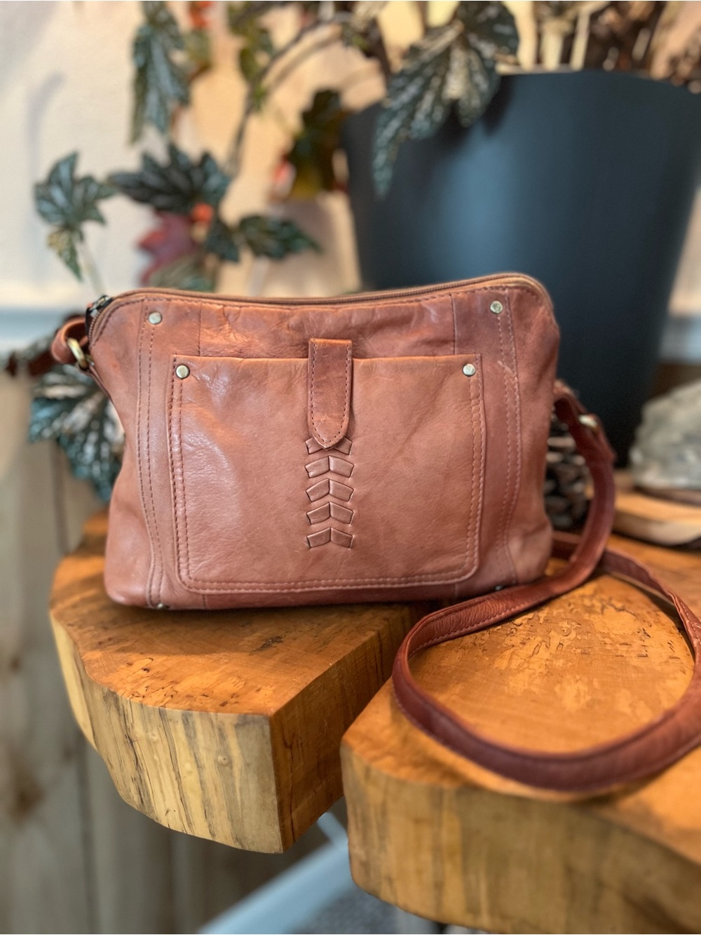 Vintage Great American Leatherworks brown genuine leather crossbody purse